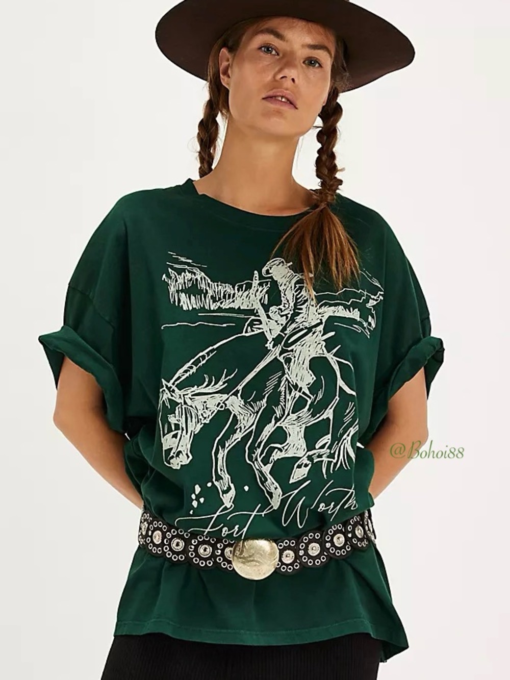 NWT Free People Daydream Cowboy Rodeo Graphic Tee One Size Western Shirt